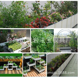 Jardinera cuadrada de plástico color gris diamante, molde personalizable para cultivo de vegetales en balcones. - Product Image 3