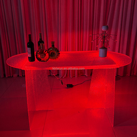 Table ovale en acrylique transparente à effet d'ondulation, design d'usine, avec éclairage RGB, pour desserts, mariages, fêtes, événements, anniversaires, décoration
