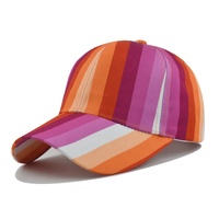 Gorra de béisbol Oxford a rayas para mujer, con estampado de arcoíris bordado, ajustable, para el sol, moda de primavera para exteriores, venta al por mayor