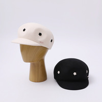 Niche Original Béret à visière pour femme, motif floral, style coréen frais, octogonal, type newsboy, de peintre, marine, casquette d'équitation, Automne Hiver