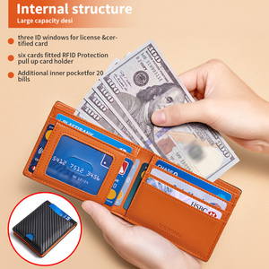 Cartera de nuevo estilo para hombre de la fábrica de cuero Banya <span class=keywords><strong>Nu</strong></span> de Guangzhou, tarjetero RFID antirrobo, artículo popular para llevar - Product Image 4