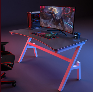 <span class=keywords><strong>Bureau</strong></span> de jeu RVB de <span class=keywords><strong>160</strong></span> <span class=keywords><strong>cm</strong></span> Grande table de jeu pour ordinateur portable <span class=keywords><strong>Bureau</strong></span> à domicile avec revêtement en fibre de carbone avec crochet pour casque Porte-gobelet - Product Image 2