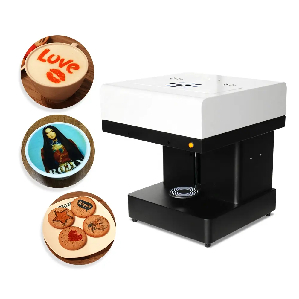 Colorsun máquina de café, novo design 3d, com 4 copos para macaron bebidas, chá de café, selfie, impressora de café