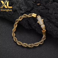 Collier unisexe en acier inoxydable de 6 mm, 0,3 m, plaqué or, avec boucle torsadée