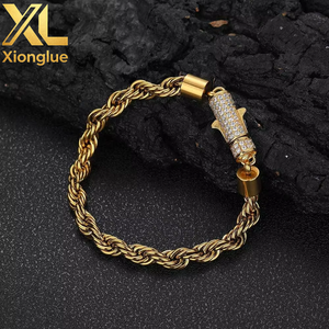 Collier unisexe en acier inoxydable de 6 mm, 0,3 m, plaqué or, avec boucle torsadée - Product Image 5