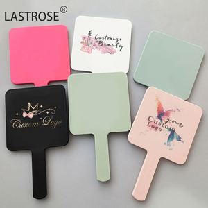 Wholesale Big <b>square</b> White Black pink Make up <b>Mirror</b> OEM logo Handle <b>Mirror</b> With Handheld <b>Mirror</b> - Product Image 2