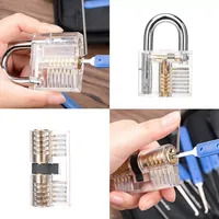 Échantillon gratuit, lot de 24 pièces, cadenas transparent avec lampe torche, outils d'entraînement Smith, jeu de crochetage en acier inoxydable
