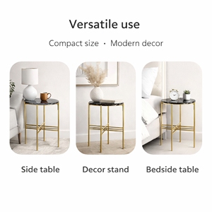 Modern Gold Finish Metal <b>Coffee</b> <b>Table</b> With <b>Black</b> Marble Top Elegant Living Room Decoration Furniture - Product Image 2