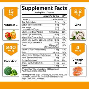 Gomitas Veganas de Cúrcuma y Jengibre de Marca Privada OEM, Suplementos para la Salud que Proporcionan Energía para Adultos - Product Image 3