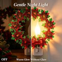 Lampu LED Hiasan Dinding Kamar Tidur Natal Bentuk Karangan Bunga Poinsettia, Dekorasi Liburan, OEM ODM Custom untuk Grosir
