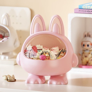 Cute Mini Transparent Toy Storage Box Round Covered Desktop Organizer For Hair Accessories Display Rack - Product Image 3