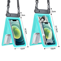 Pochette étanche pour téléphone à double compartiment IPX8, grande taille, écran tactile transparent, sac étanche pour la natation et la plage avec cordon en nylon