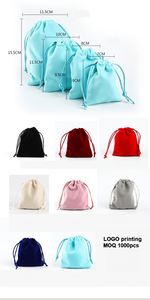 Pochette cadeau en velours 15,5*11,5 cm pour bijoux, dés en satin, personnalisation du logo, toucher velours, impression couleur jute - Product Image 5