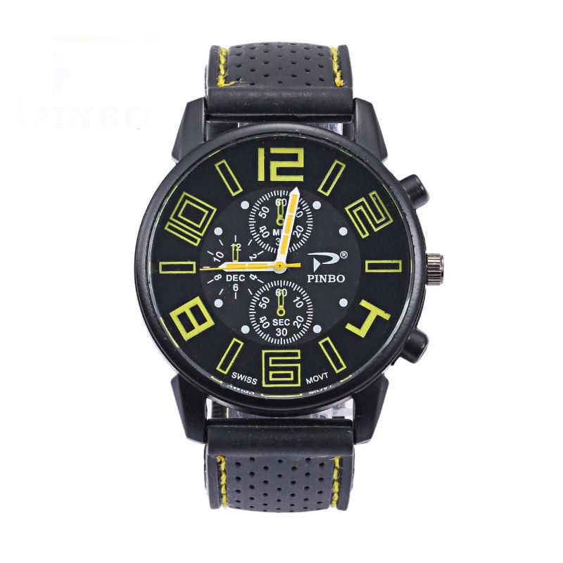 Silicone Wrist Watch Men's Sports Silicone Watch Genuine Luxury Men Watches  Quartz Wristwatch