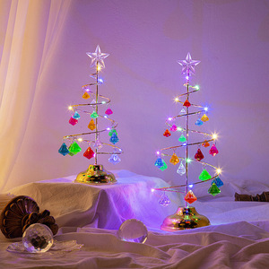 Crystal Christmas <b>Tree</b> <b>Light</b> <b>With</b> Star Top Battery Operated Tabletop Indoor Decor For Bedroom Gift - Product Image 3
