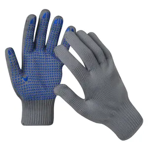 Gants de sécurité personnalisés en nylon PVC de calibre 13 à points en nylon respirant pour travaux de jardinage