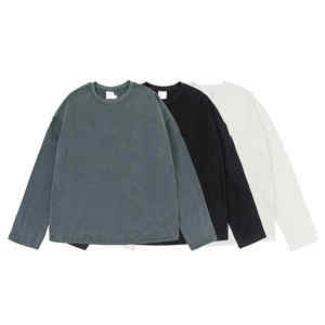 Men's High Quality Plus Size Vintage Long Sleeve <b>T</b>-<b>Shirt</b> Custom Logo Hip Hop Plain Cotton Clothing 100% Cotton Solid Pattern - Product Image 2