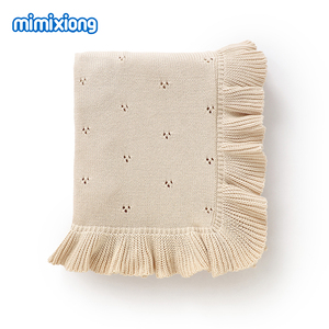 Coperte per Neonati Mimixiong in Vendita, Coperta in Maglia Traforata con Bordo Arricciato, Copriletto per Neonati - Product Image 4