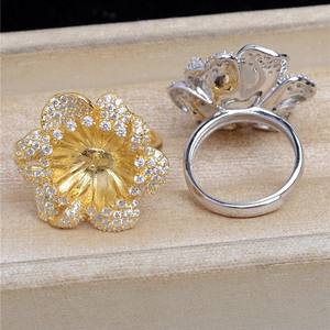 ที่ใส่แหวนเงินแท้ S925 รุ่นหรูหรา JG5457 แบบเปิด DIY สำหรับแหวนแฟนซีของผู้หญิง ขนาด 12-14 พร้อมจี้ไข่มุกและเครื่องประดับ - Product Image 3