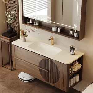 BALOM New Design Walnut Bathroom Cabinet Large Capacity Wood Plywood Melamine MDF Vanity with OEM Factory Direct - Product Image 3