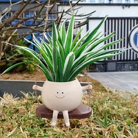 Résine Jardin Décor Balançoire Visage Planteur Pot Suspendu Tête De Fleur Pots Succulents Pour Plantes
