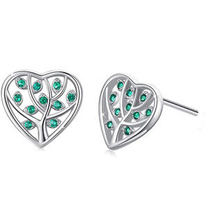 Orecchini a Perno a Forma di Cuore e Foglia per Donne, Design Ispirato alla Natura, Accessori per Orecchie da Indossare Quotidianamente - Product Image 1