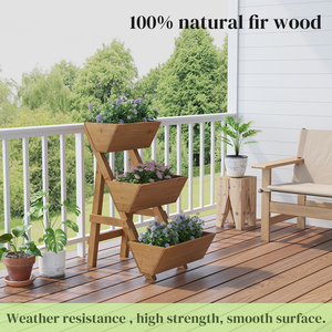 Jardinière surélevée classique en <span class=keywords><strong>bois</strong></span> à 3 niveaux avec trous de drainage <span class=keywords><strong>pour</strong></span> une utilisation intérieure/extérieure, petite taille <span class=keywords><strong>pour</strong></span> fleurs/légumes/plantes - Product Image 3
