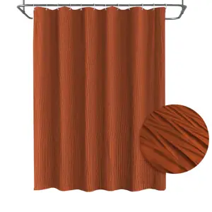 Оранжевая выжженная охра смятая занавеска для душа 156GSM текстурированная ткань 72x72 дюймов водонепроницаемые шторы для ванной комнаты