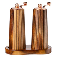 Moulin à poivre et salière en bois d'acacia durable et écologique à manivelle, moulin à épices en bois massif pour la cuisine occidentale