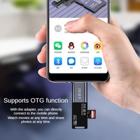 Lecteur de carte USB2.0 deux-en-un, carte TF SD, noir, téléphone portable, lecteur de carte multifonction haute vitesse, convertisseur de transmission