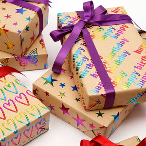 กระดาษคราฟท์หนา80กรัมกล่องของขวัญรูปดาวหัวใจวันเกิดกระดาษม้วนหรูหราสำหรับบรรจุภัณฑ์กระดาษห่อ - Product Image 5