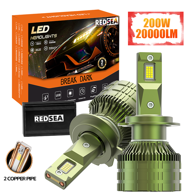 Redsea High Brightness R5 Ampoule H4 Led Voiture Led Para Automotive H4 200W 20000 Lumen Led Headlight H7 Car Led Headlight Kit