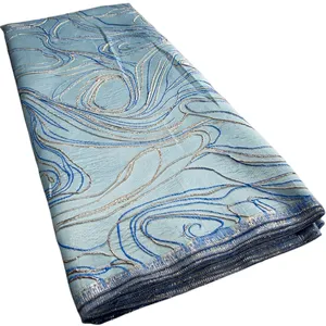 3440 Neueste Blue French Brocade Lace Fabric Hochwertige afrikanische Spitze Stoff Stickerei Jacquard Tissue für Hochzeit Nähen