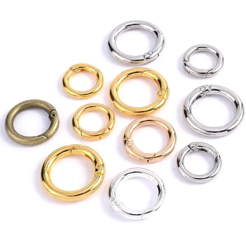 Metal O Rings Spring Ring Openable Round Circle Clip Buckles Spring Clasp Hook for Bag Colorful Metal Alloy Spring Hinge 200pcs