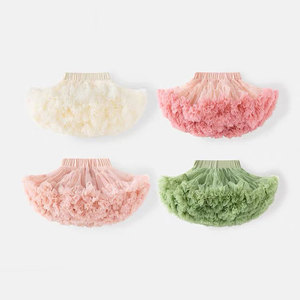 Jupes roses mignonnes pour enfants Mini jupe en tulle pour filles robe <span class=keywords><strong>tutu</strong></span> d'anniversaire pour enfants bébé fille avec péplum floral - Product Image 3