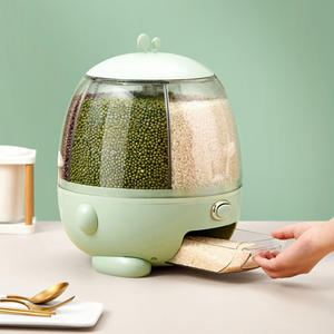 Conteneur de stockage de riz en forme d'œuf vert avec couvercle hermétique, compartiment rotatif et bouton-poussoir pour usage domestique - Product Image 5