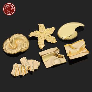 Botones Metálicos con Vástago, Botones Personalizados con Formas Irregulares de Concha, Logotipo Grabado, Botón de Concha Dorada para Ropa - Product Image 2