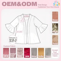 Cardigan en tricot pour filles, rose poudré, à manches 3/4, coupe évasée, doux et extensible, pour le printemps