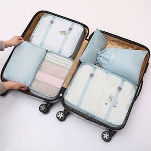 6 Pcs Travel Luggage Storage <b>Bag</b> Set Waterproof <b>Compression</b> Packing Cubes for Suitcase - Product Image 5