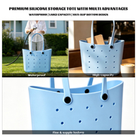 Bolso de playa de EVA lavable, tipo cubo con parte superior abierta, ligero y estructurado, para pañales y almacenamiento, para mamás, doble compartimento