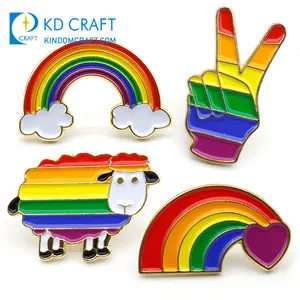 Wholesale No Minimum Cheap Custom Metal Stamping Rainbow Colorful Enamel Gay Pride Lgbt Pins