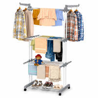 Séchoir à linge pliant multi-niveaux antirouille pour serviettes et vêtements, usage domestique