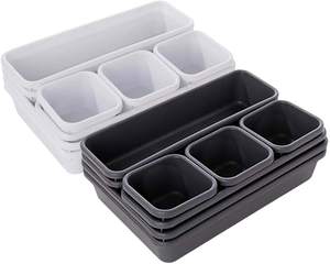 Vente chaude 8 pièces bureau verrouillage <span class=keywords><strong>tiroir</strong></span> organisateur plateau diviseur bacs <span class=keywords><strong>de</strong></span> rangement <span class=keywords><strong>en</strong></span> <span class=keywords><strong>plastique</strong></span> étroit <span class=keywords><strong>tiroir</strong></span> organisateur séparateur - Product Image 3