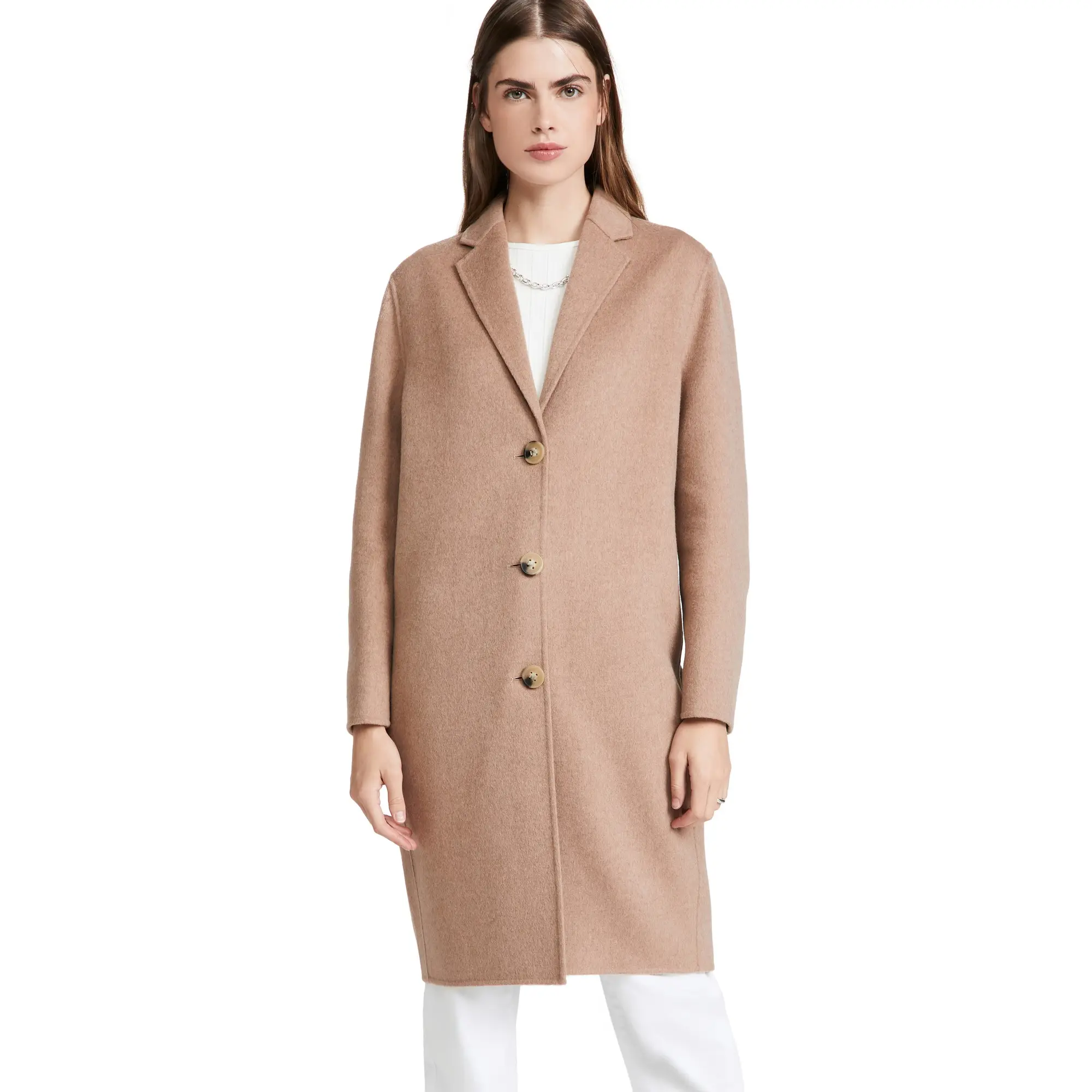Manteau long en laine tissé pour femmes, décontracté, simple bouton avant, personnalisé à la mode, pour l'hiver
