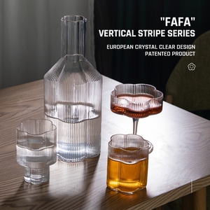 Verres à boisson à rayures verticales Style <span class=keywords><strong>Origami</strong></span> en verre strié en forme de fleur, gobelets empilables en verre côtelé - Product Image 3