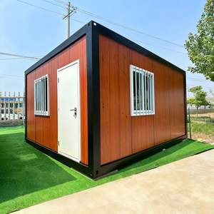 맞춤형 목재 질감 벽 패널이 있는 이동식 컨테이너 하우스, 휴대용 캐빈 글램핑, 뒷마당 생활 공간 - Product Image 5