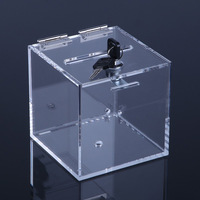 Boîte de dons transparente en acrylique, personnalisable, simple et moderne, pour vote ou tirage au sort, avec clé, anti-poussière
