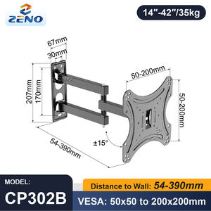 Support <span class=keywords><strong>TV</strong></span> <span class=keywords><strong>articulé</strong></span> à mouvement complet <span class=keywords><strong>180</strong></span> °   Support mural pivotant pour téléviseurs de 14 à 42 pouces, charge de 35 kg ±15 °   Support inclinable VESA 200x200, directement de l'usine - Product Image 3