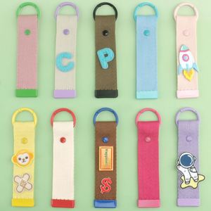Porte-clés personnalisé en toile tissée brodée, étiquette vierge en tissu, vente en gros DIY - Product Image 2
