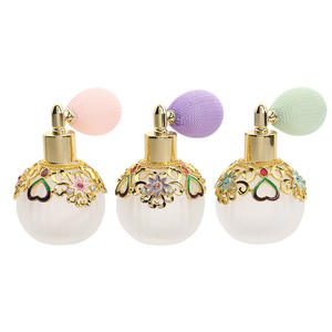 <b>Vintage</b> Pattern Unique Shape Round <b>Perfume</b> Glass <b>Bottle</b> With Airbag Pump - Product Image 5